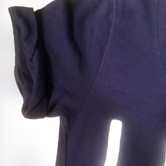 VS Pink LOVE PINK navy & white Cuffed shirt sleeve Fitted T-shirt SZ S - Picture 3 of 4